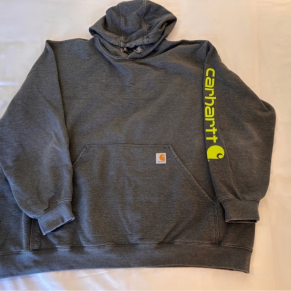 Carhartt Men’s 3XL Hoodie Charcoal Gray Carhartt logo workwear Fleece Pullover